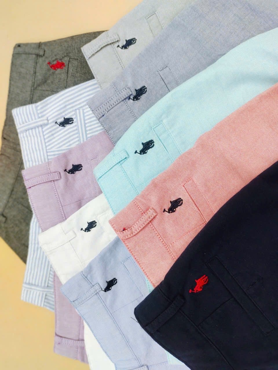 Quần Short Polo R.Lauren dư xịn vải Oxford thêu ngựa nhiều màu bé trai size 4-18y