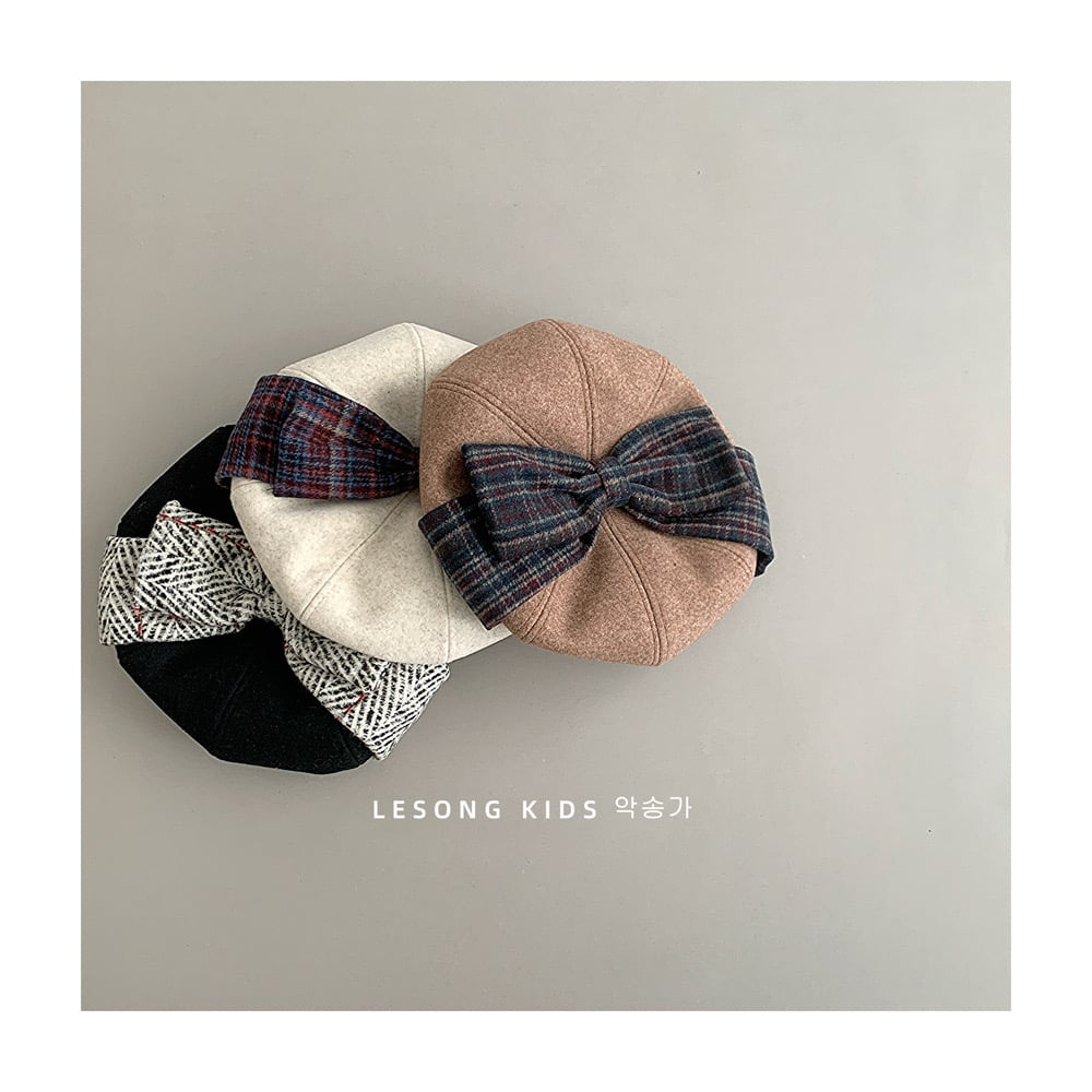 Mũ dạ nồi đính nơ to nhiều màu cho bé gái size 4-8y