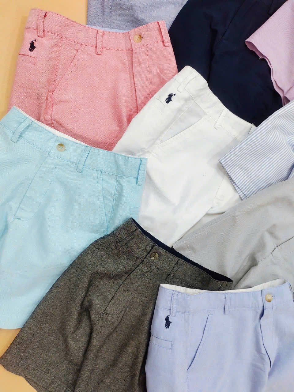 Quần Short Polo R.Lauren dư xịn vải Oxford thêu ngựa nhiều màu bé trai size 4-18y