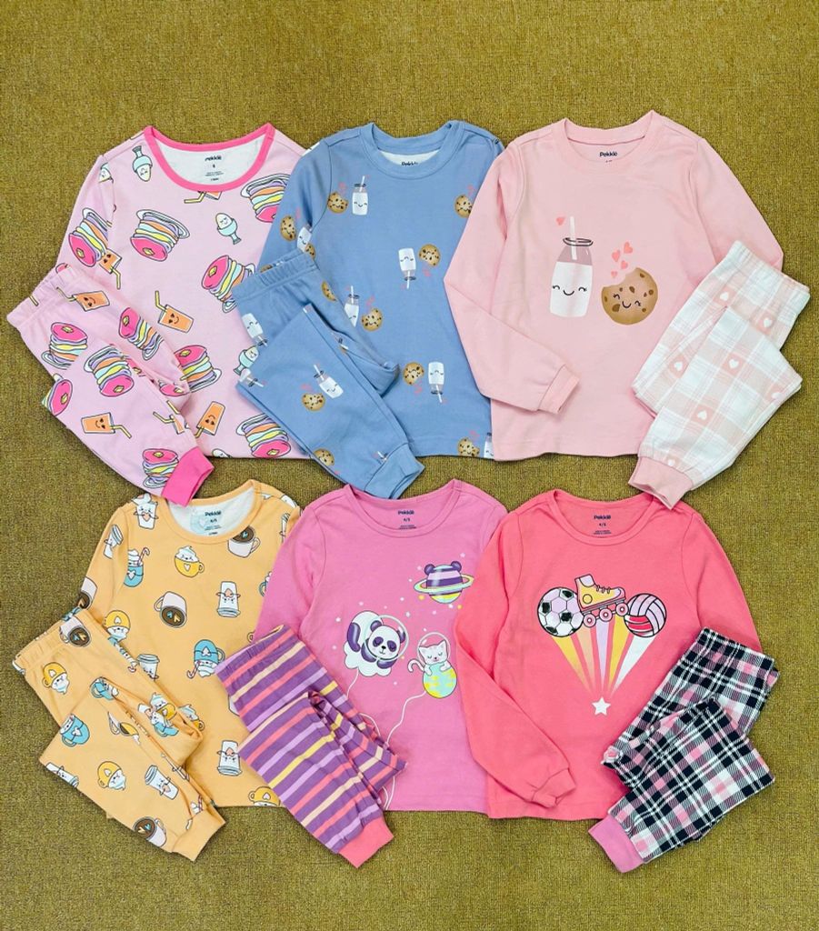 Bộ cotton Pekkle nhiều mẫu Bé Gái size 2 - 10y