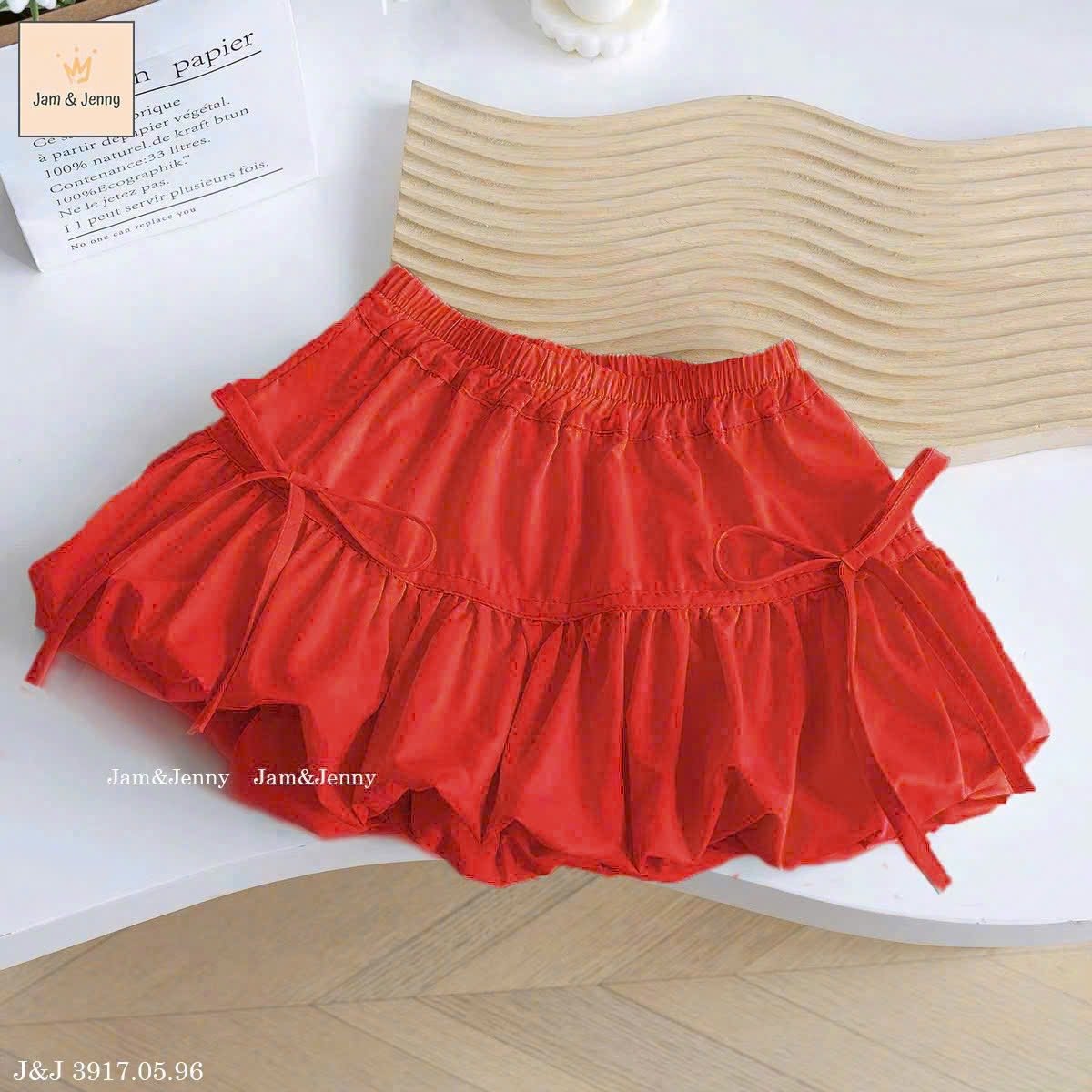 JJ 3917 - Chân váy bí Jam & Jenny đính nơ nhiều màu cho bé gái size 2-12y