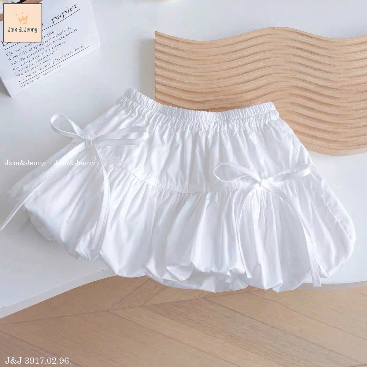 JJ 3917 - Chân váy bí Jam & Jenny đính nơ nhiều màu cho bé gái size 2-12y
