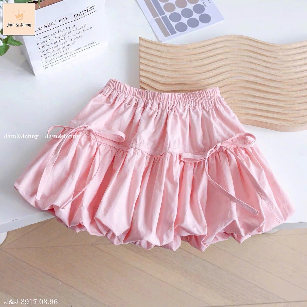 JJ 3917 - Chân váy bí Jam & Jenny đính nơ nhiều màu cho bé gái size 2-12y