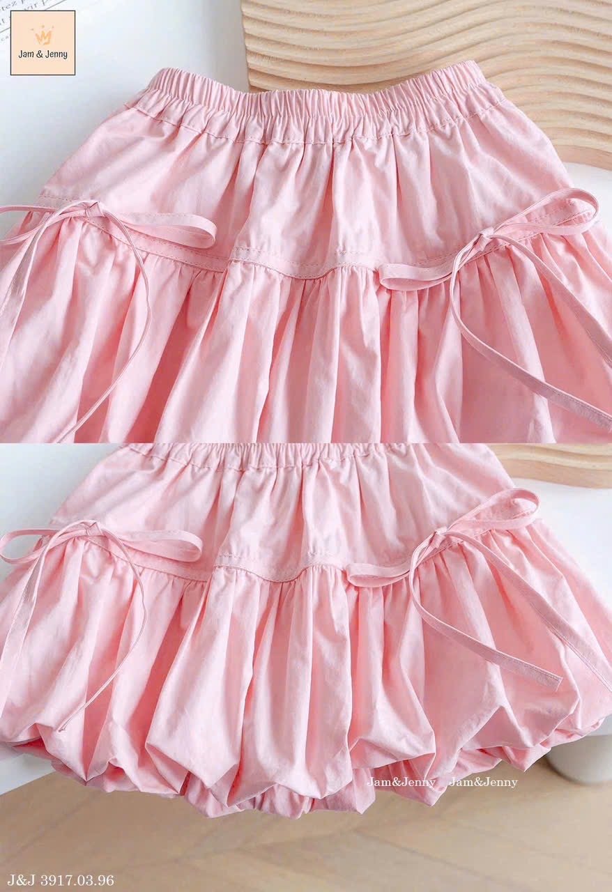 JJ 3917 - Chân váy bí Jam & Jenny đính nơ nhiều màu cho bé gái size 2-12y