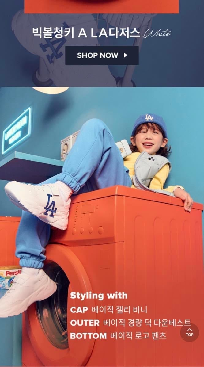 Giày M.L.B Kids BigBall Chunky A LA, Dodgers màu trắng chữ LA