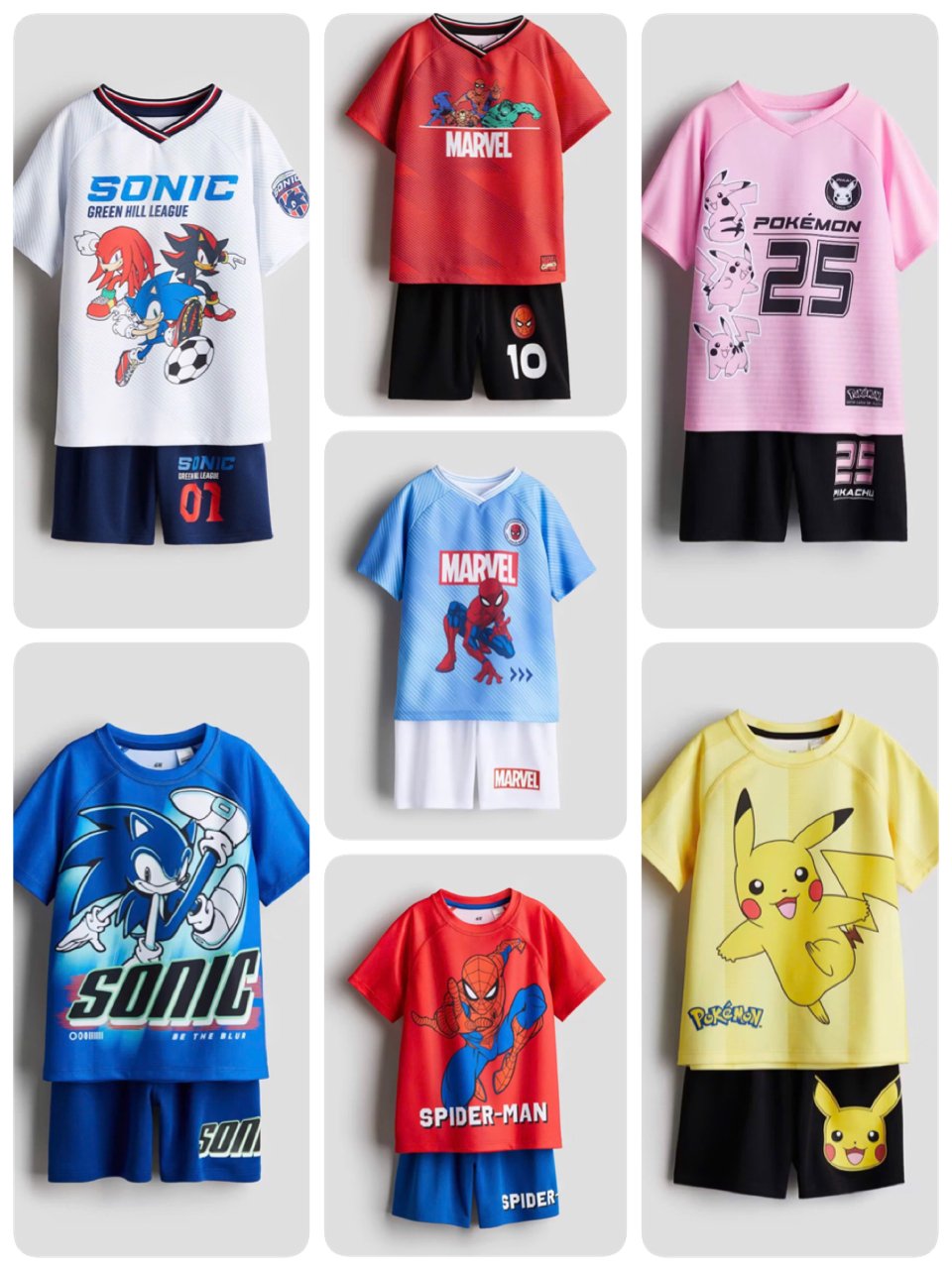 Bộ thể thao HM nhiều màu hoạ tiết hoạt hình cho bé trai size 2-10y