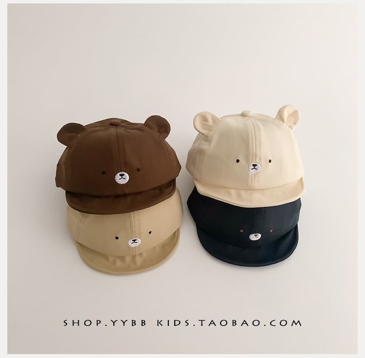 Mũ lưỡi le vành mềm mặt gấu tai nhỏ cute nhiều màu BTBG size 3-18m