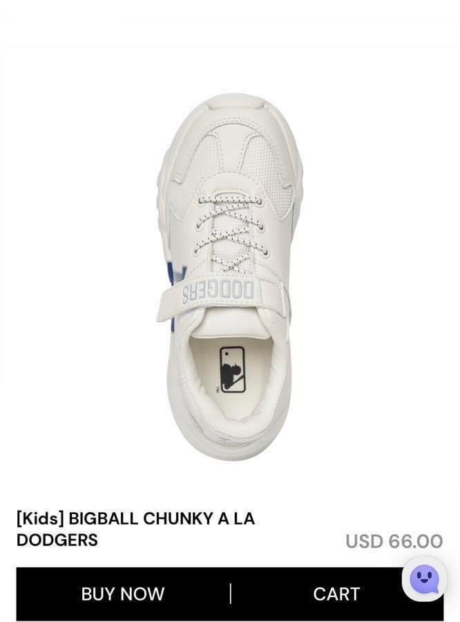 Giày M.L.B Kids BigBall Chunky A LA, Dodgers màu trắng chữ LA