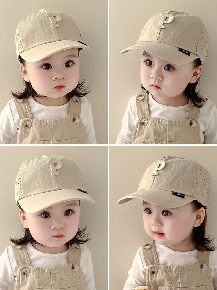 Mũ lưỡi trai vải gió đính chữ P nhiều màu BTBG size 2-5y