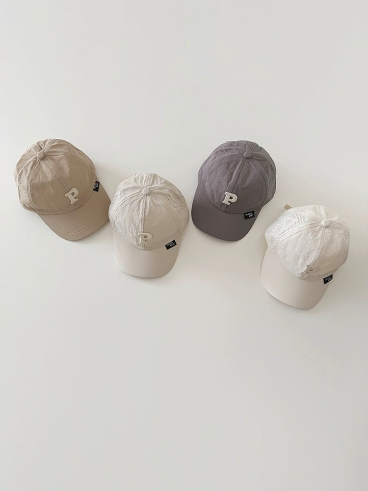 Mũ lưỡi trai vải gió đính chữ P nhiều màu BTBG size 2-5y