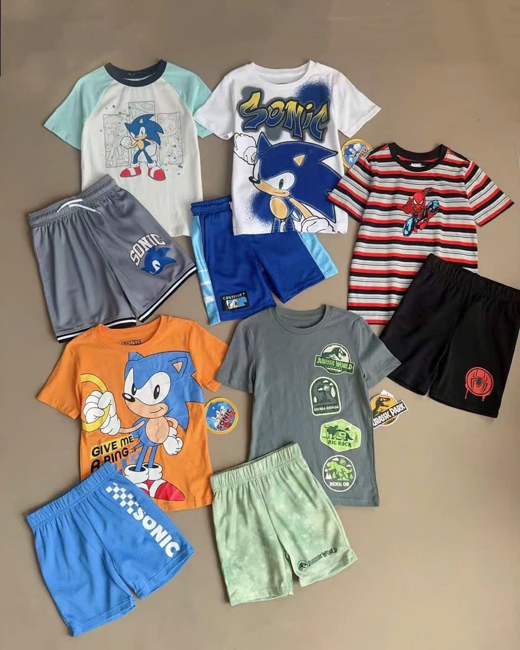 Bộ cotton Sonic, Spiderman nhiều mẫu cho bé trai size 4-14y