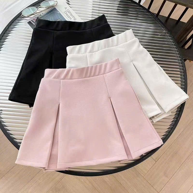 Chân váy liền quần xếp ly vải thun Uni trơn 3 màu BG size 110-160