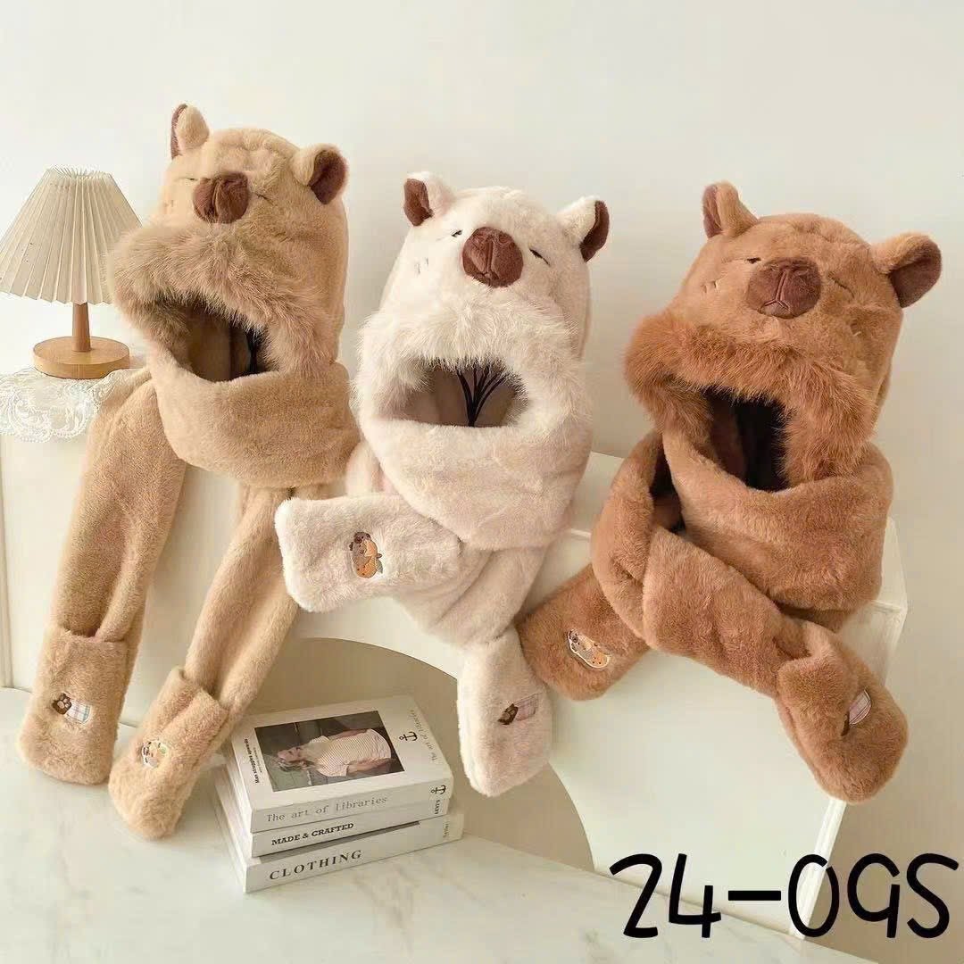 Mũ lông chùm liền khăn dài và chụp tay nhiều mẫu dòng đại cho Mẹ và Bé lớn