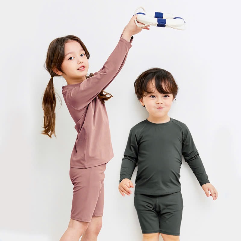 Bộ bơi xuất Hàn U.F trơn nhiều màu dài tay chống nắng cho bé size 110-150 (1 số thay tag)