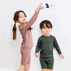 Bộ bơi xuất Hàn U.F trơn nhiều màu dài tay chống nắng cho bé size 110-150 (1 số thay tag)