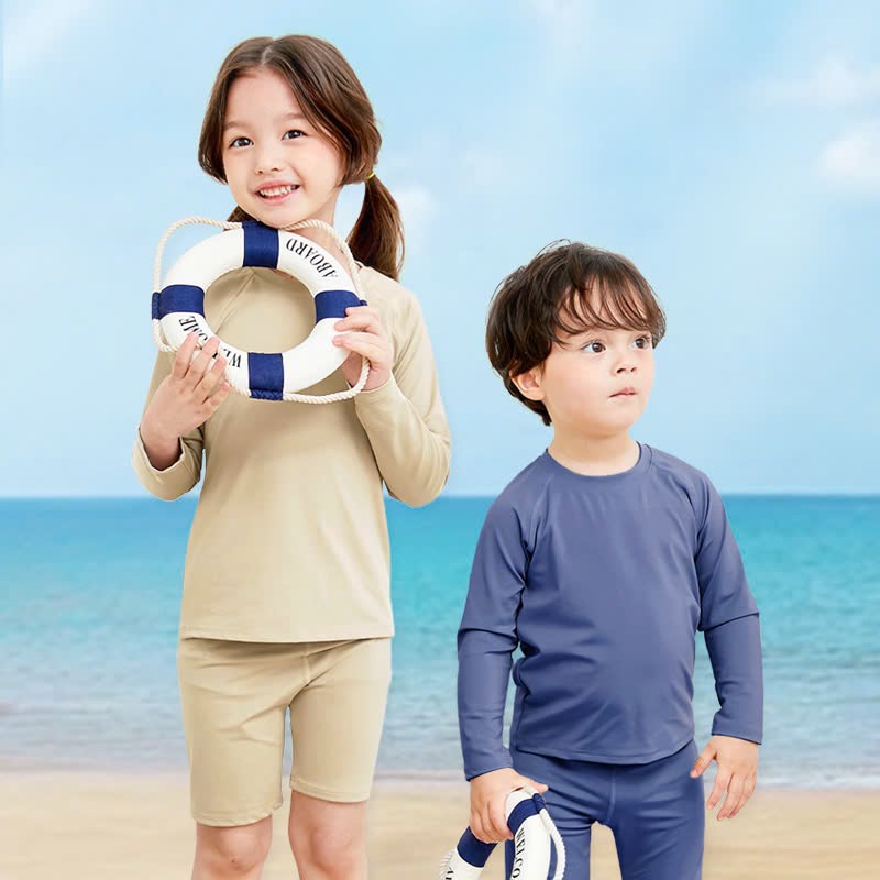 Bộ bơi xuất Hàn U.F trơn nhiều màu dài tay chống nắng cho bé size 110-150 (1 số thay tag)