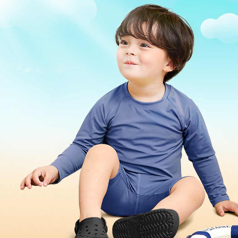 Bộ bơi xuất Hàn U.F trơn nhiều màu dài tay chống nắng cho bé size 110-150 (1 số thay tag)