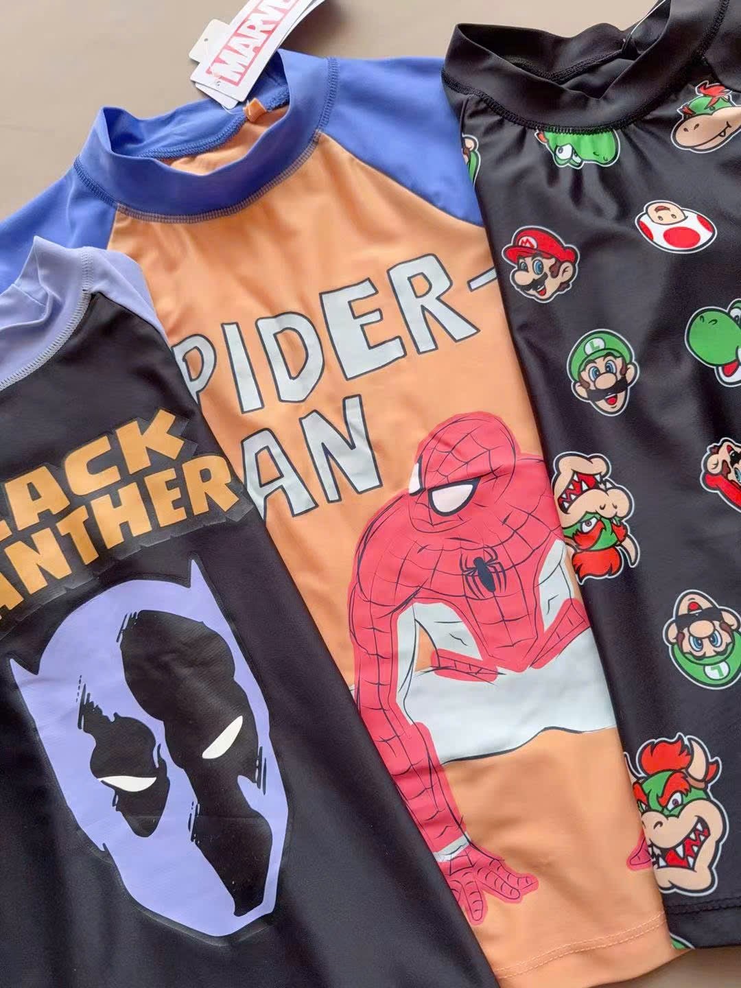 Bộ bơi Marvel dư xịn Mario, Spiderman, Black Panther bé trai size 2-8y
