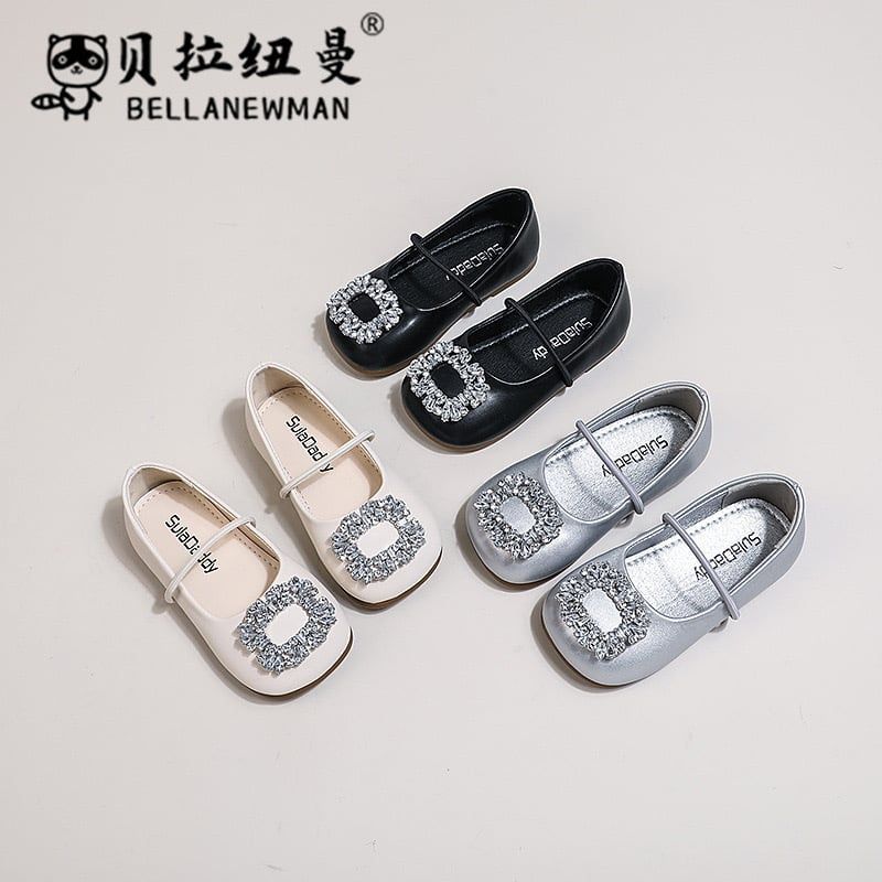 FK 128 - Giày búp bê đính vòng hạt 3 màu cho bé gái size 23-34