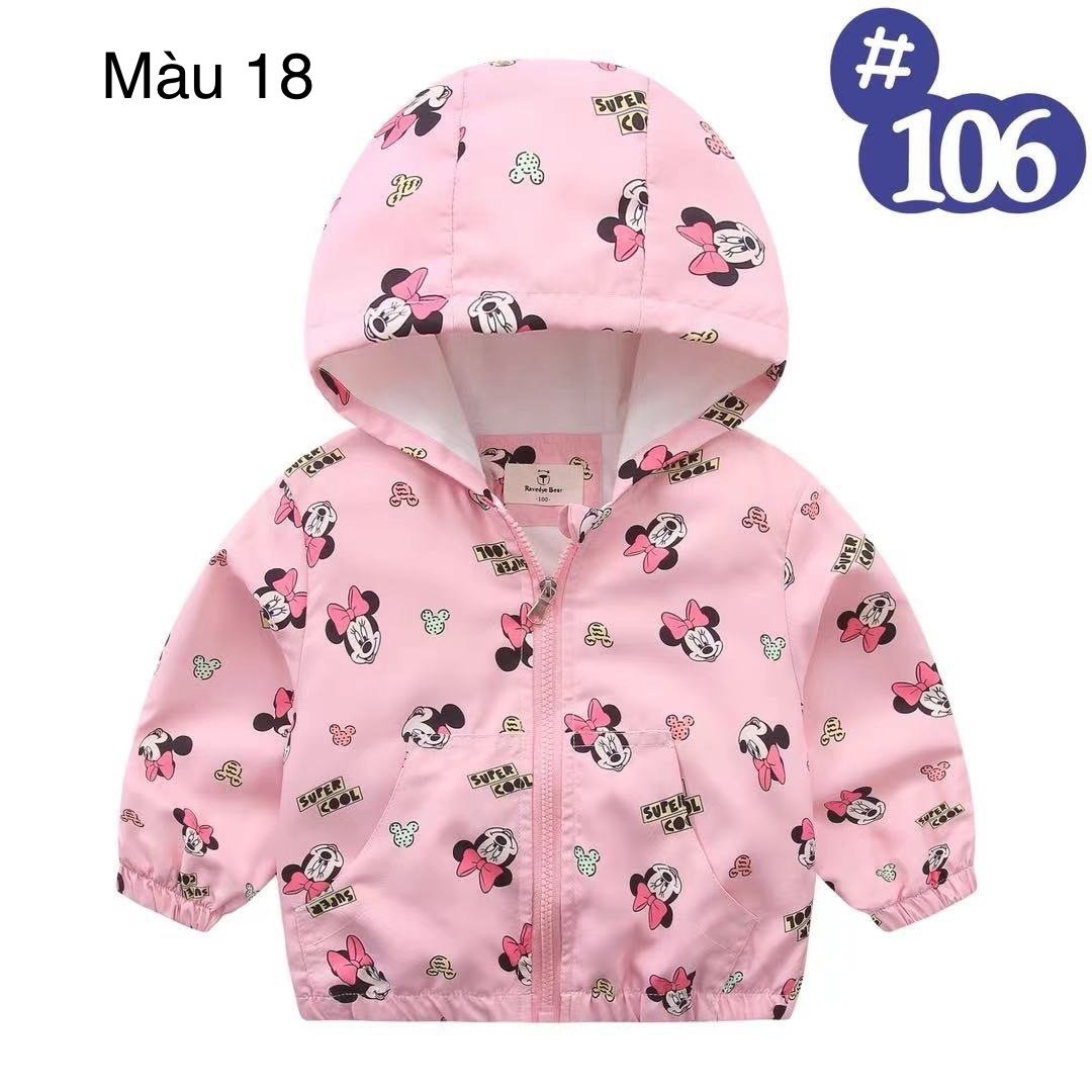 2024 - Áo gió lót cotton Ravedye Bear nhiều hình Bé Gái size 100 - 140