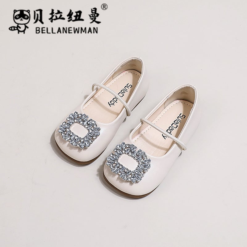 FK 128 - Giày búp bê đính vòng hạt 3 màu cho bé gái size 23-34