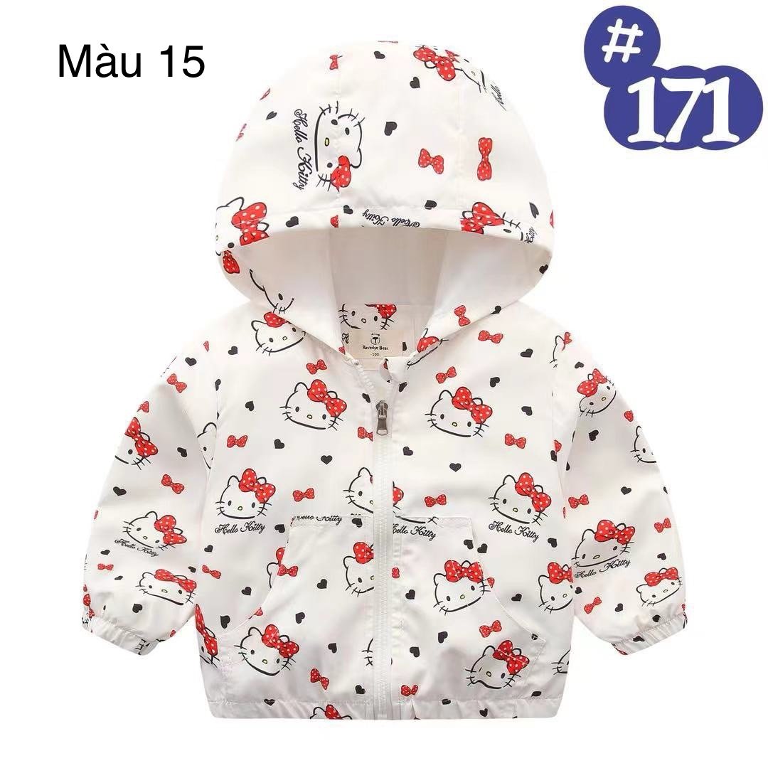 2024 - Áo gió lót cotton Ravedye Bear nhiều hình Bé Gái size 100 - 140