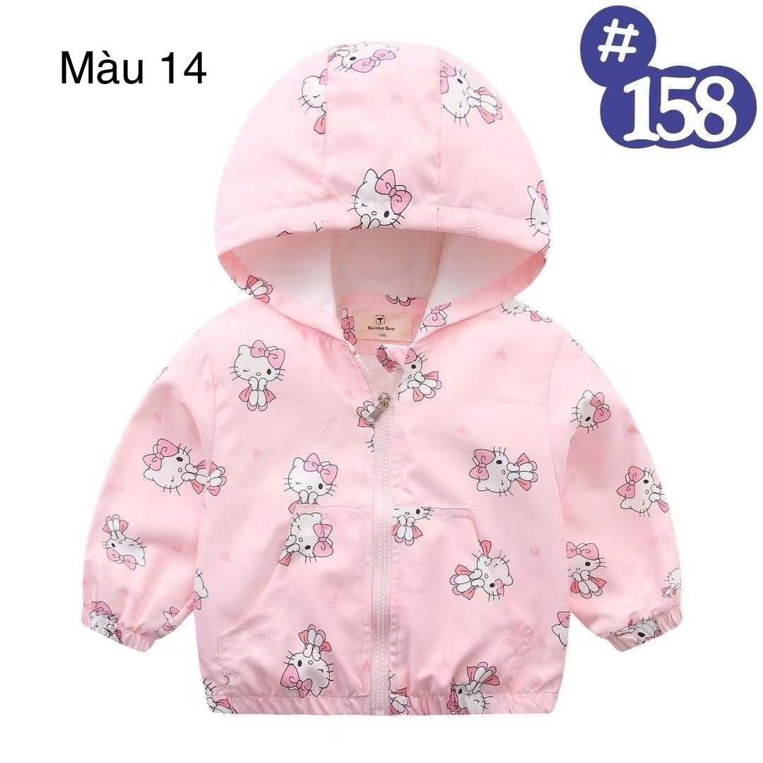 2024 - Áo gió lót cotton Ravedye Bear nhiều hình Bé Gái size 100 - 140