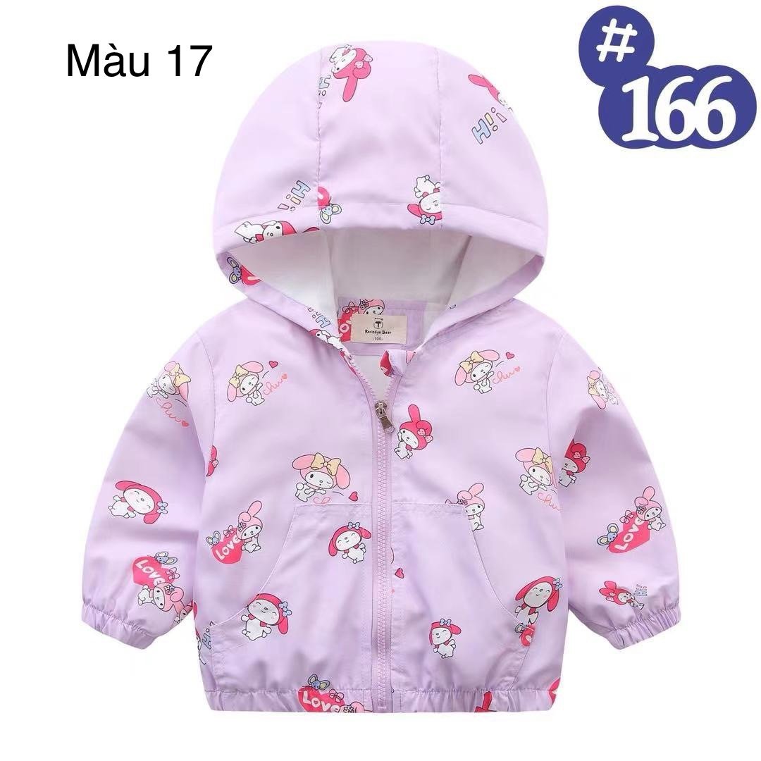2024 - Áo gió lót cotton Ravedye Bear nhiều hình Bé Gái size 100 - 140