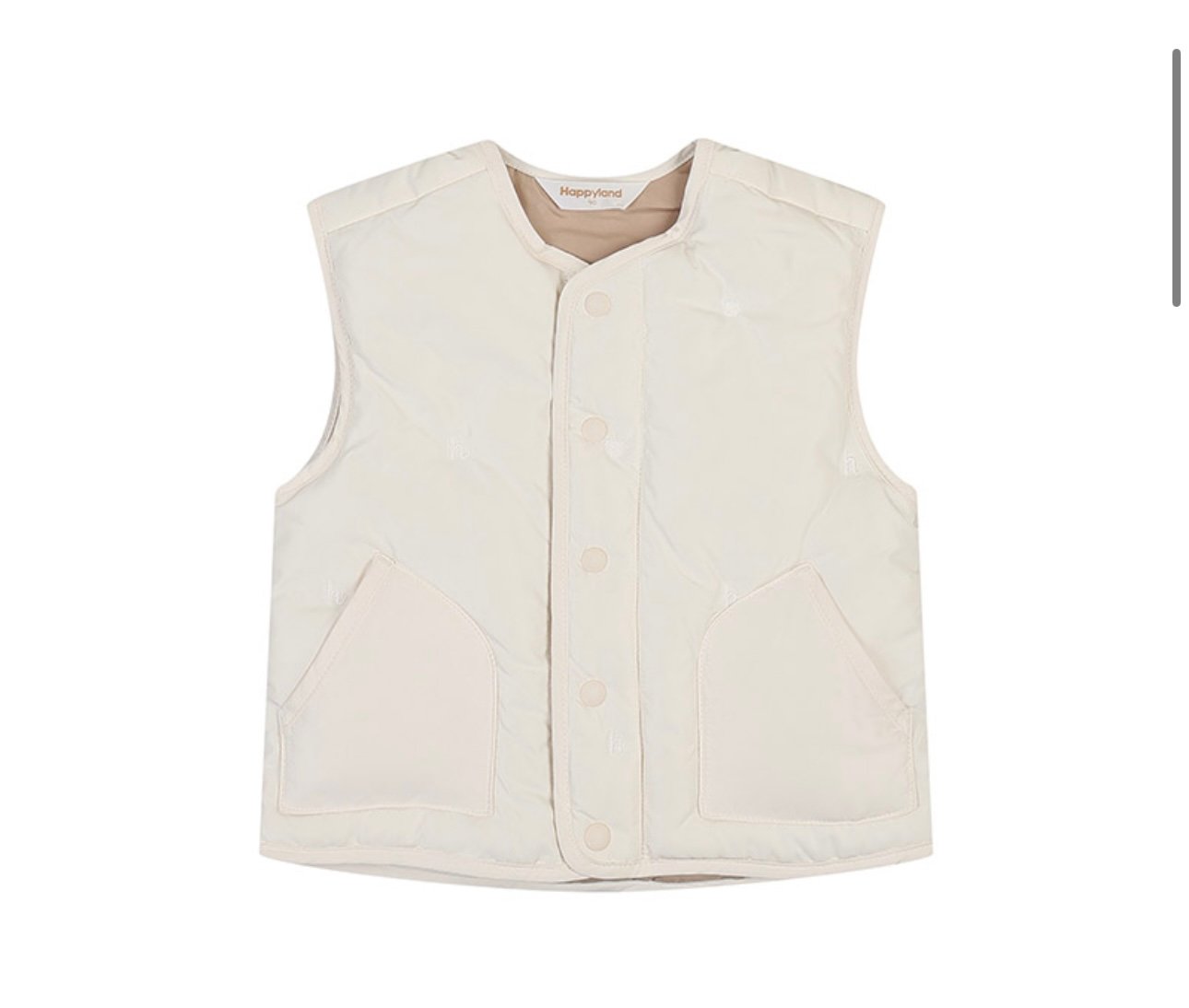 Áo gile lông vũ siêu nhẹ Happy Land xuất Hàn 2 màu kem/vàng cho bé size 90-120