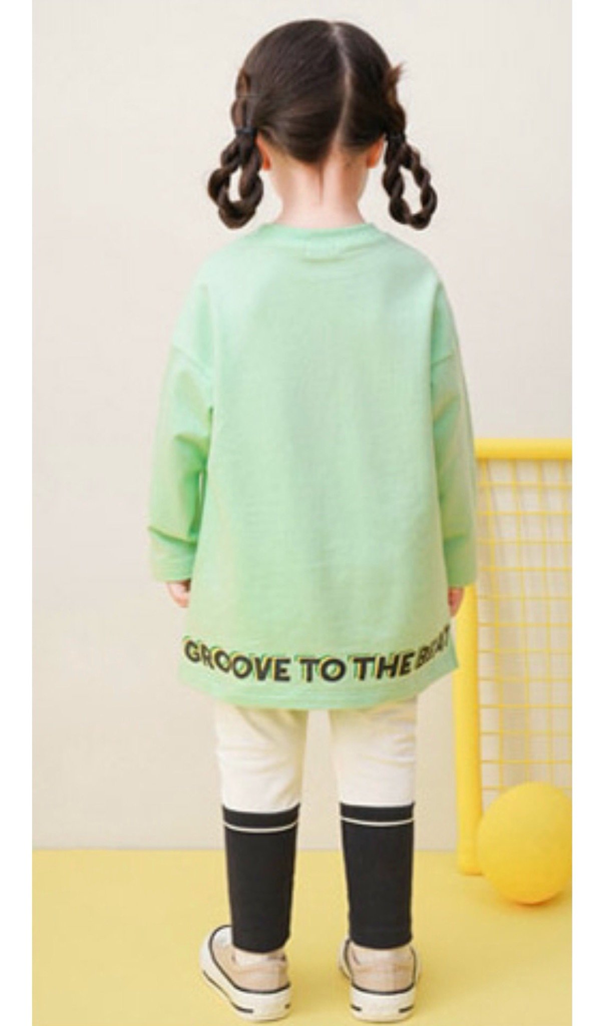 Áo váy nỉ da cá Jelispoon màu xanh cốm This is Fun