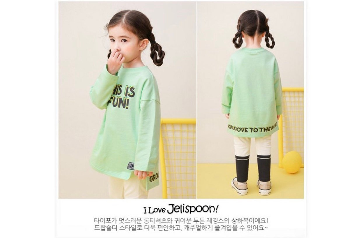 Áo váy nỉ da cá Jelispoon màu xanh cốm This is Fun