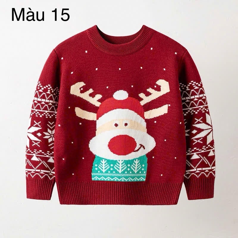Áo len hoạ tiết Noel nhiều màu cho bé size 2-7y