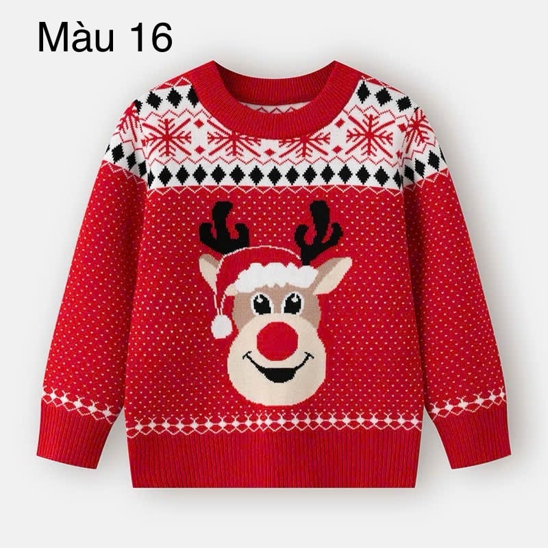 Áo len hoạ tiết Noel nhiều màu cho bé size 2-7y