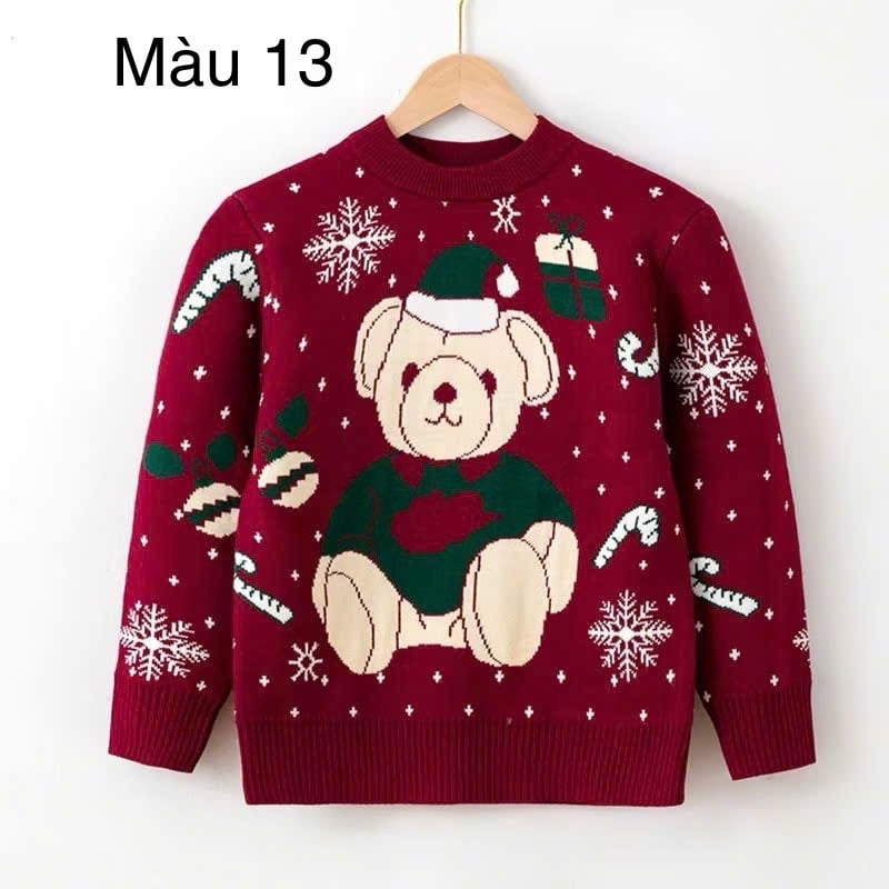 Áo len hoạ tiết Noel nhiều màu cho bé size 2-7y