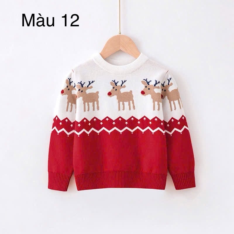 Áo len hoạ tiết Noel nhiều màu cho bé size 2-7y