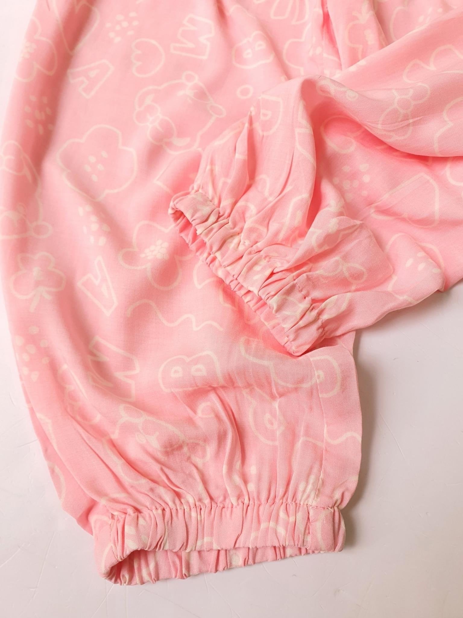 Quần lanh bo gấu xuất Hàn hình gấu chữ in tràn 3 màu size 80 - 160