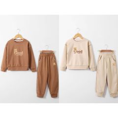 Bộ thun dày Nexxi hình gấu Good 2 màu be / nâu size 3 - 10y