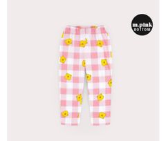 Quần cotton Hej Mini kẻ caro gấu 2 màu xanh lá/hồng BTBG
