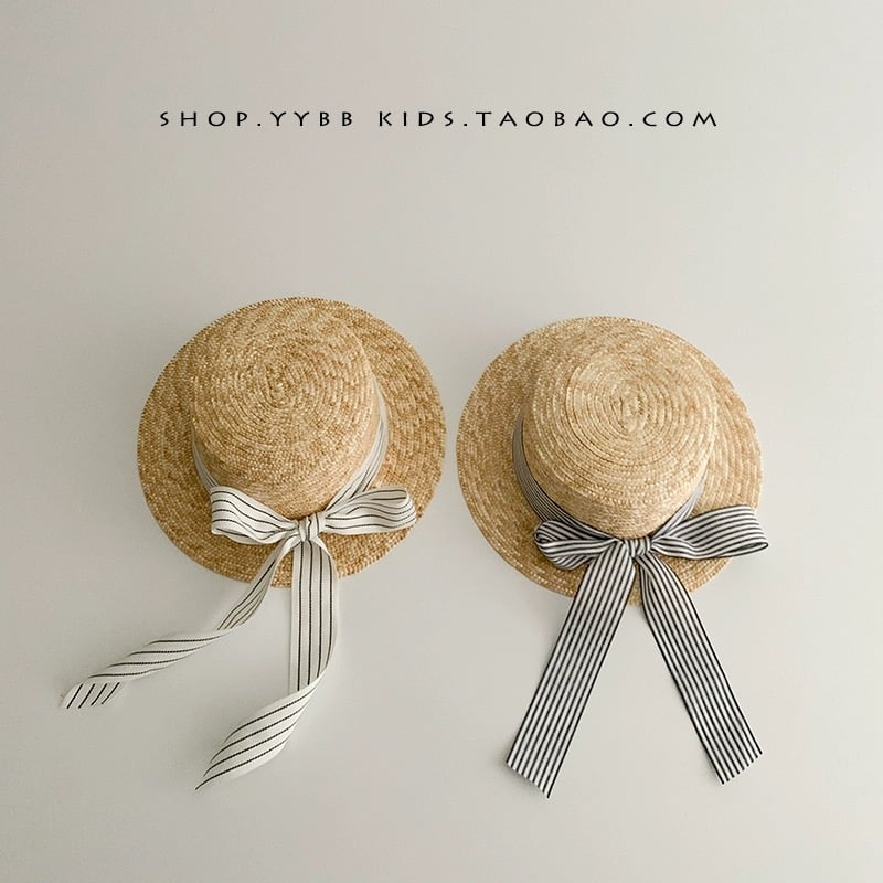 Mũ cói dây nơ nhiều màu BG freesize vòng đầu 47-52cm