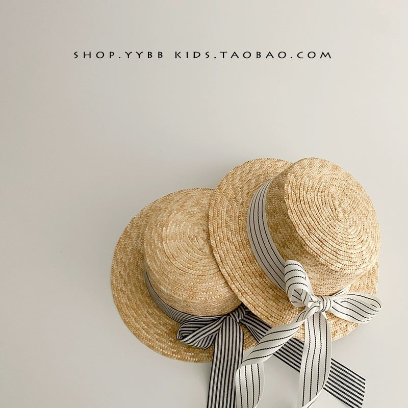 Mũ cói dây nơ nhiều màu BG freesize vòng đầu 47-52cm