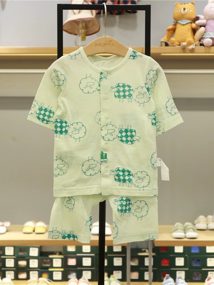 Bộ cotton giấy, cotton mỏng Moimoln xuất Hàn mặc thu cho bé size 80-130