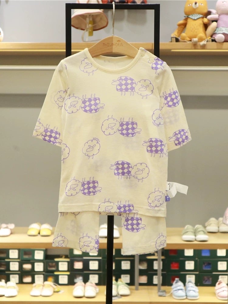 Bộ cotton giấy, cotton mỏng Moimoln xuất Hàn mặc thu cho bé size 80-130