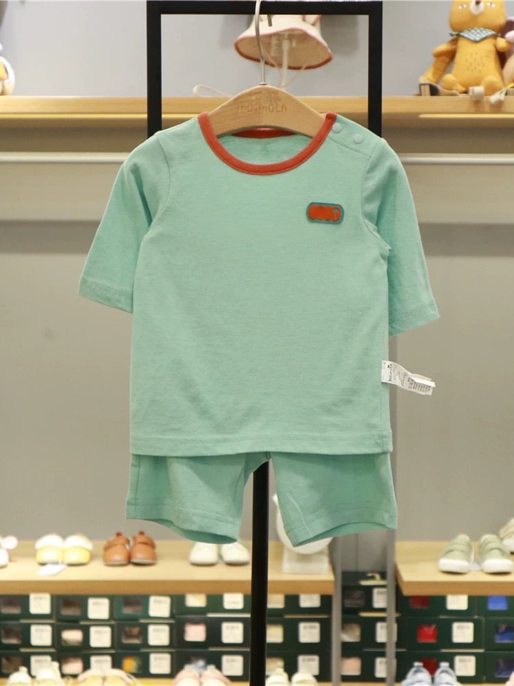 Bộ cotton giấy, cotton mỏng Moimoln xuất Hàn mặc thu cho bé size 80-130