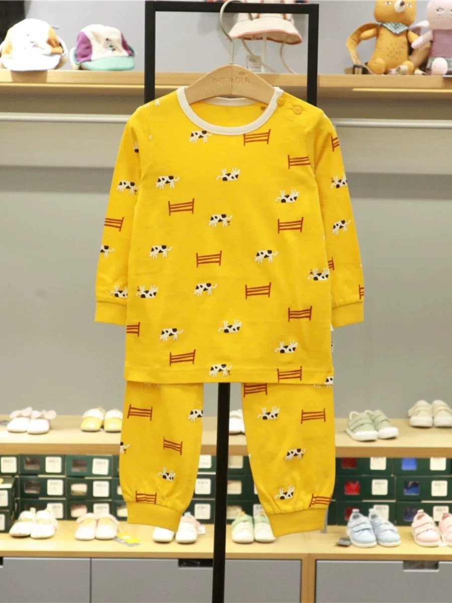 Bộ cotton giấy, cotton mỏng Moimoln xuất Hàn mặc thu cho bé size 80-130