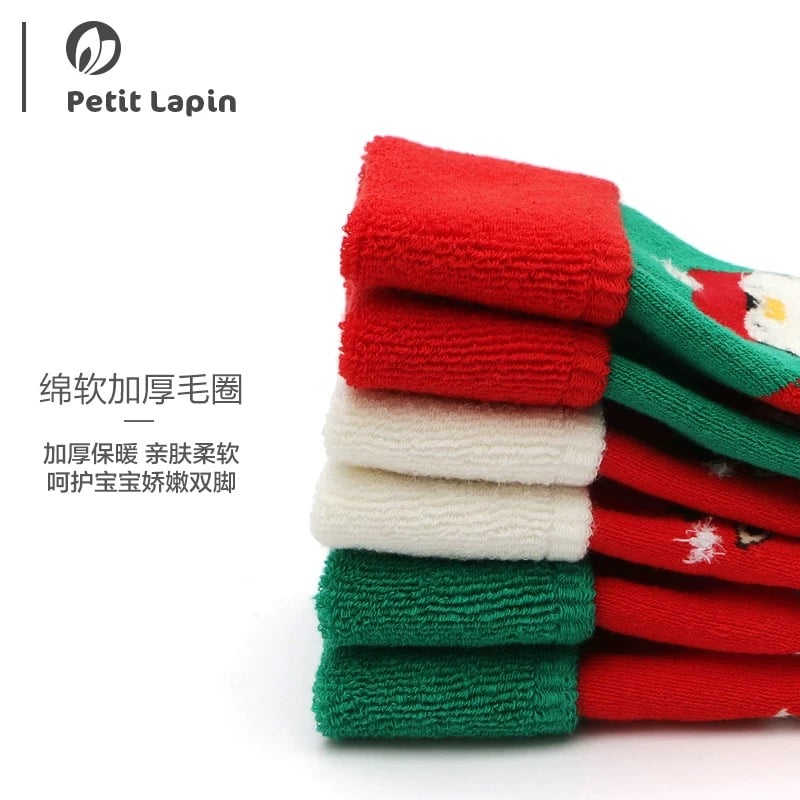 Hộp 3 đôi tất Noel loại dày cho bé size 1-5y