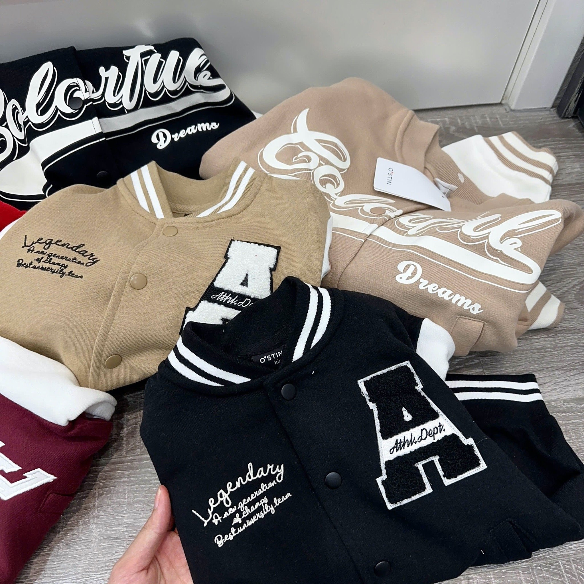 Áo khoác bomber nỉ bông Ostin dư xịn nhiều màu cho bé size 3-15y (dáng ngắn)