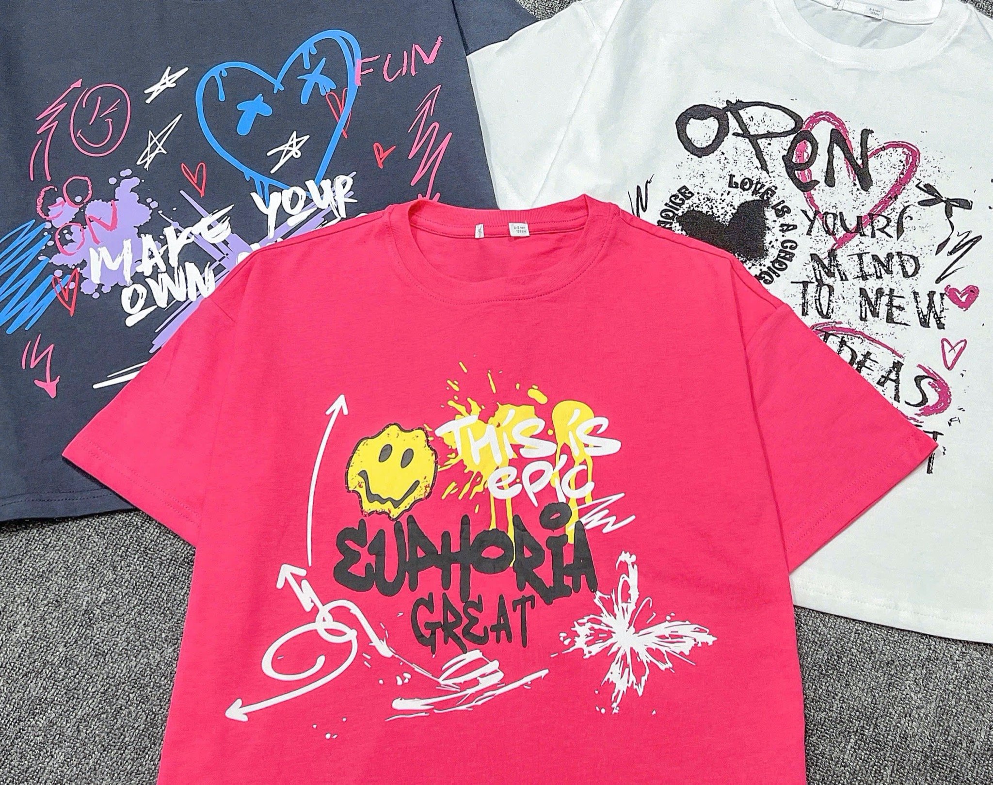 Áo cotton GGJJ dòng Đại 3 hình Bé Gái size 6 - 14y+