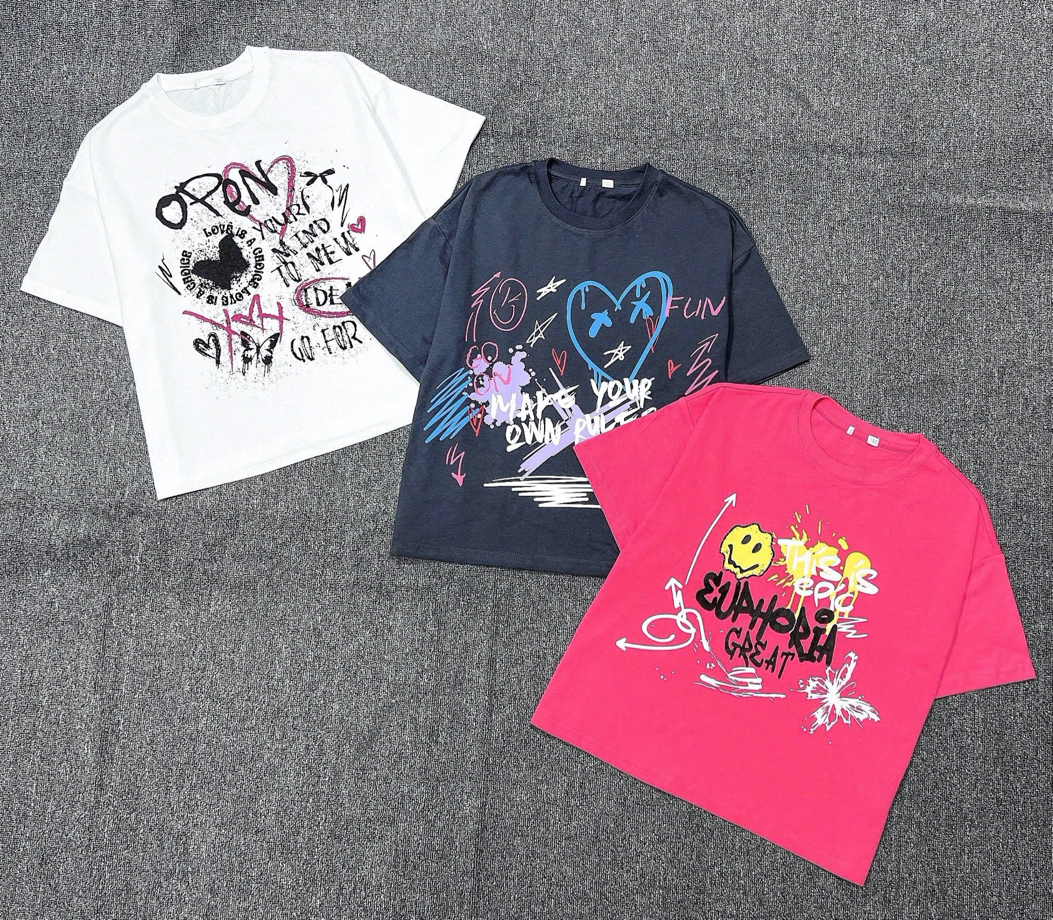 Áo cotton GGJJ dòng Đại 3 hình Bé Gái size 6 - 14y+