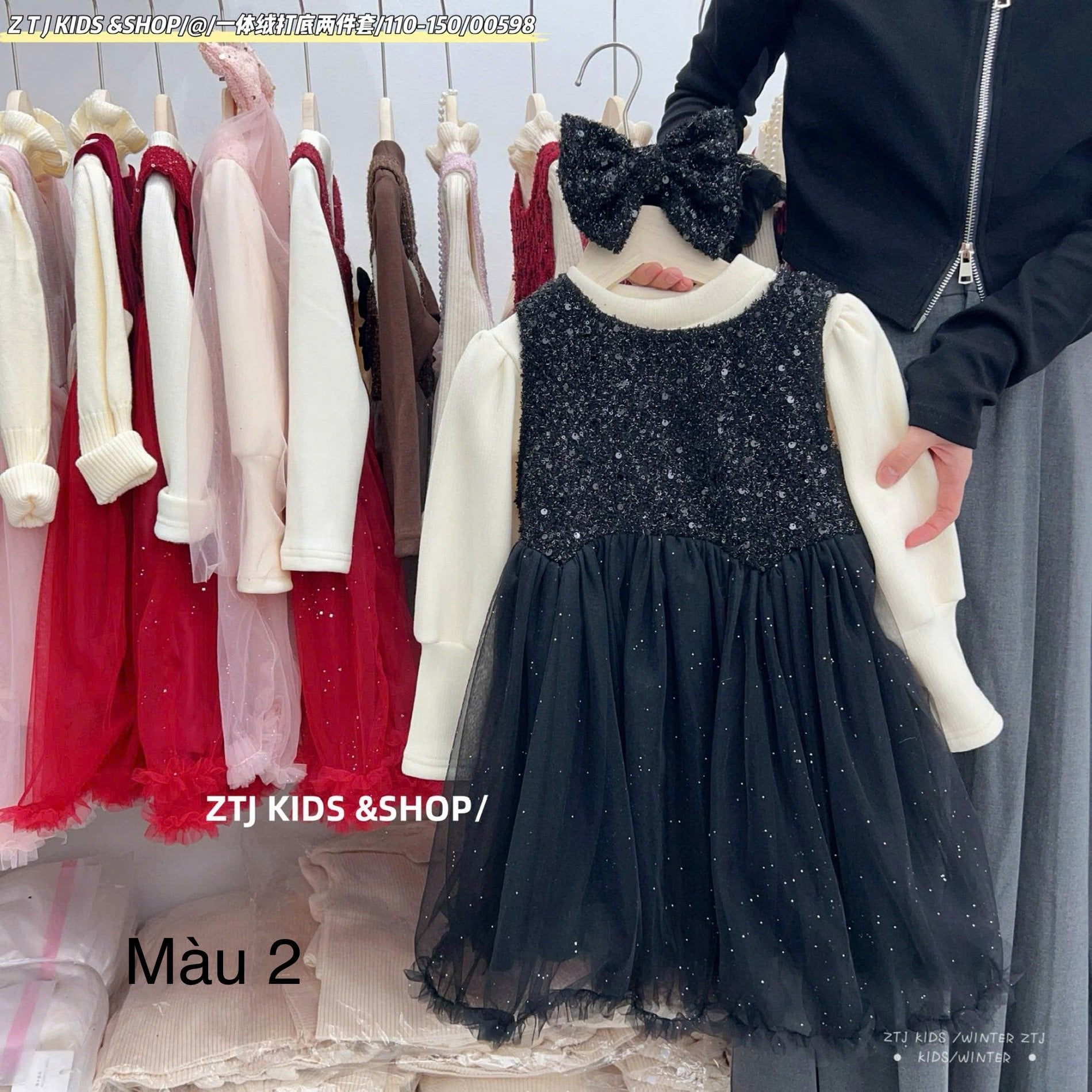 V00096 - Set Váy ren kèm áo len QC nhiều màu bé gái size 100-140
