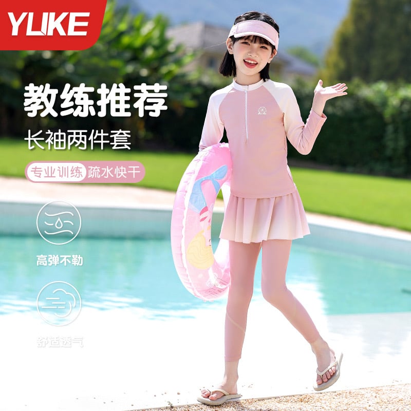 YY5604 - Bộ bơi YUKE chống nắng dài tay + quần dài bé gái size XL-6XL